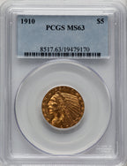1910 $5 Indian Half Eagle PCGS MS63 (520338106)