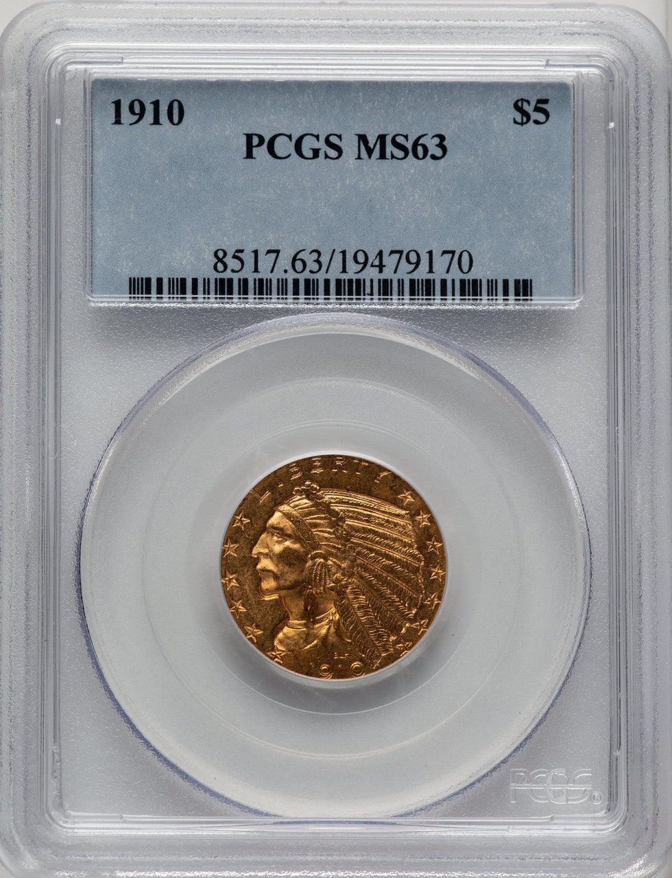 1910 $5 Indian Half Eagle PCGS MS63 (520338106)