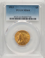 1913 $5 Indian Half Eagle PCGS MS64