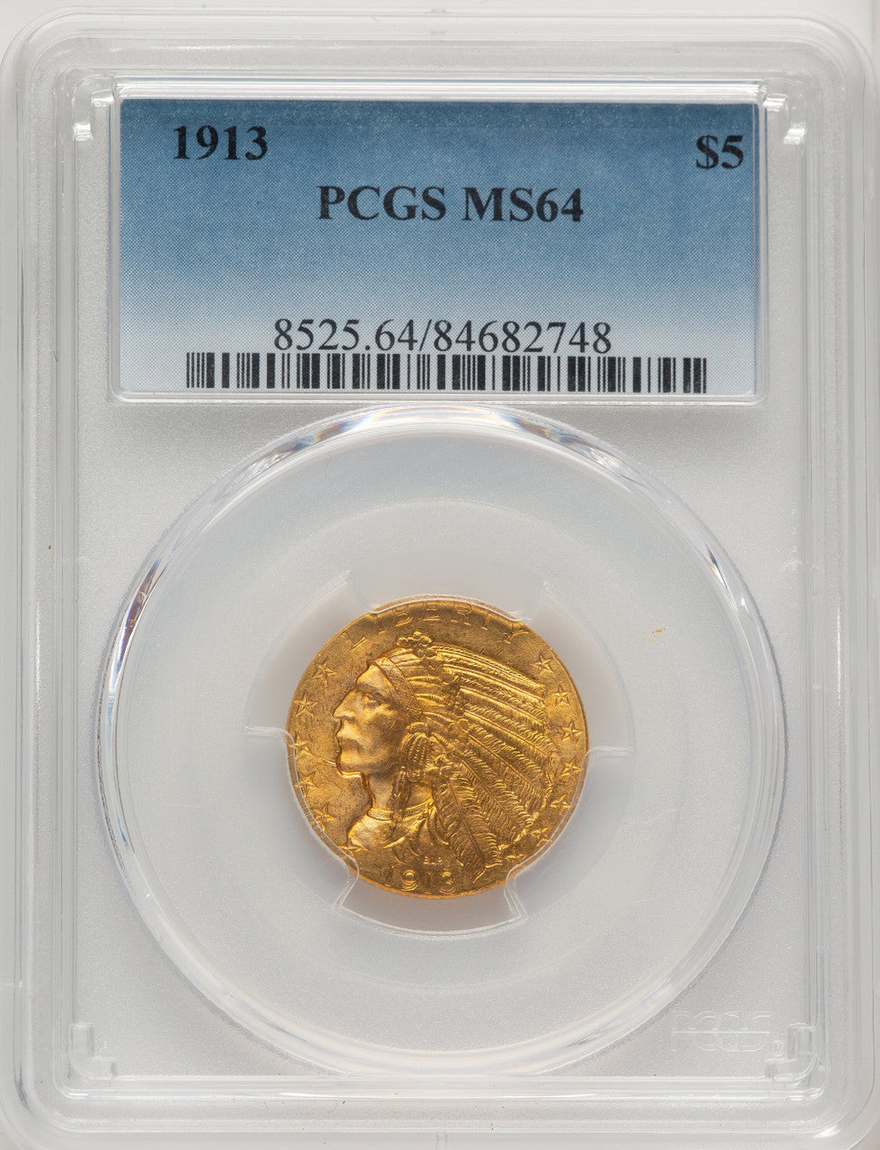 1913 $5 Indian Half Eagle PCGS MS64