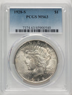 1928-S Peace Dollar PCGS MS63 (773593030)