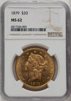 1879 $20 Liberty Double Eagle NGC MS62