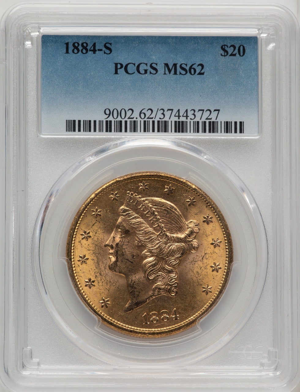 1884-S $20 Liberty Double Eagle PCGS MS62