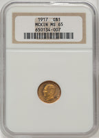 1917 G$1 McKinley Commemorative Gold NGC MS65 (773879044)