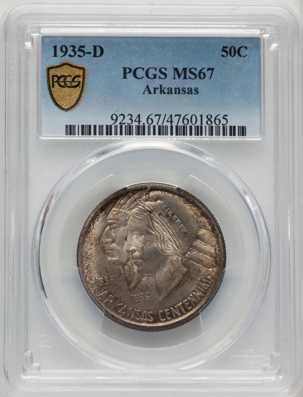 1935-D 50C Arkansas Commemorative Silver PCGS MS67 (773878001)