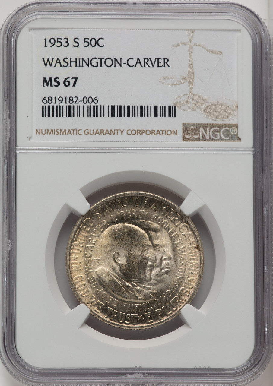 1953-S 50C Washington-Carver Commemorative Silver NGC MS67 (773878021)