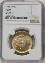 1936-D 50C Texas Commemorative Silver NGC MS67+ (773878016)