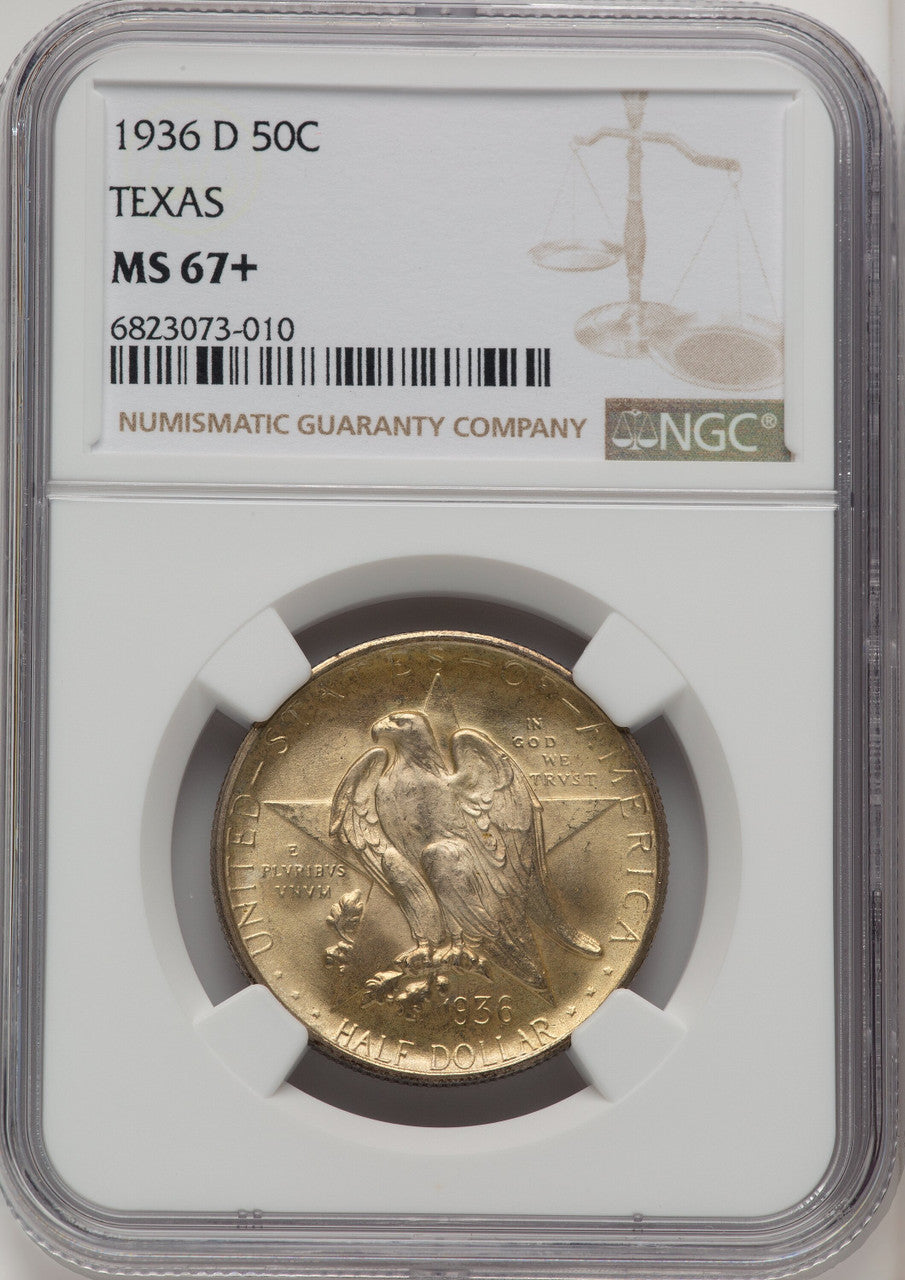 1936-D 50C Texas Commemorative Silver NGC MS67+ (773878016)