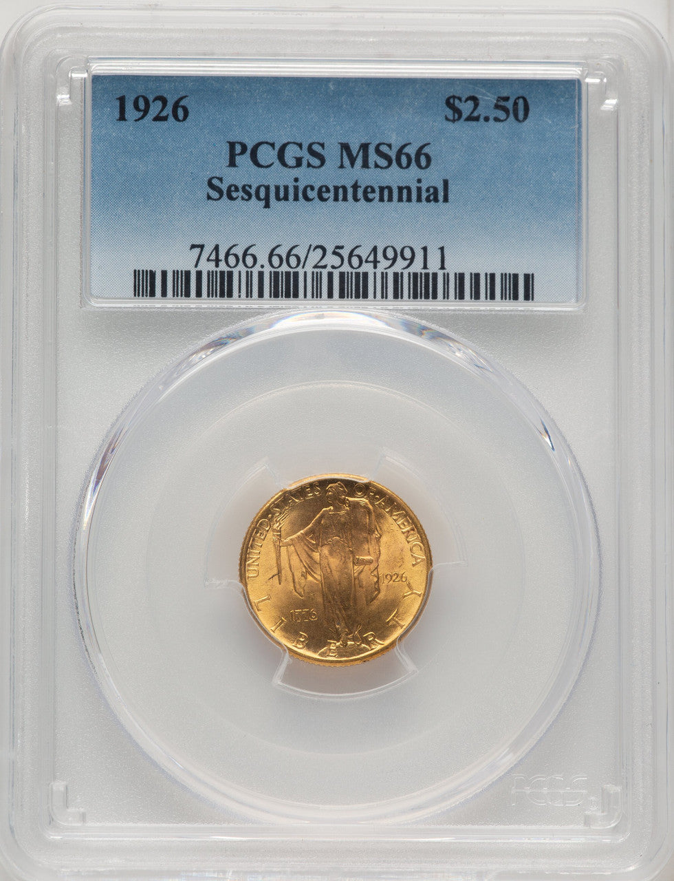 1926 $2.50 SESQUI Commemorative Gold PCGS MS66 (773879049)