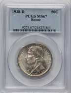1938-D 50C Boone Commemorative Silver PCGS MS67