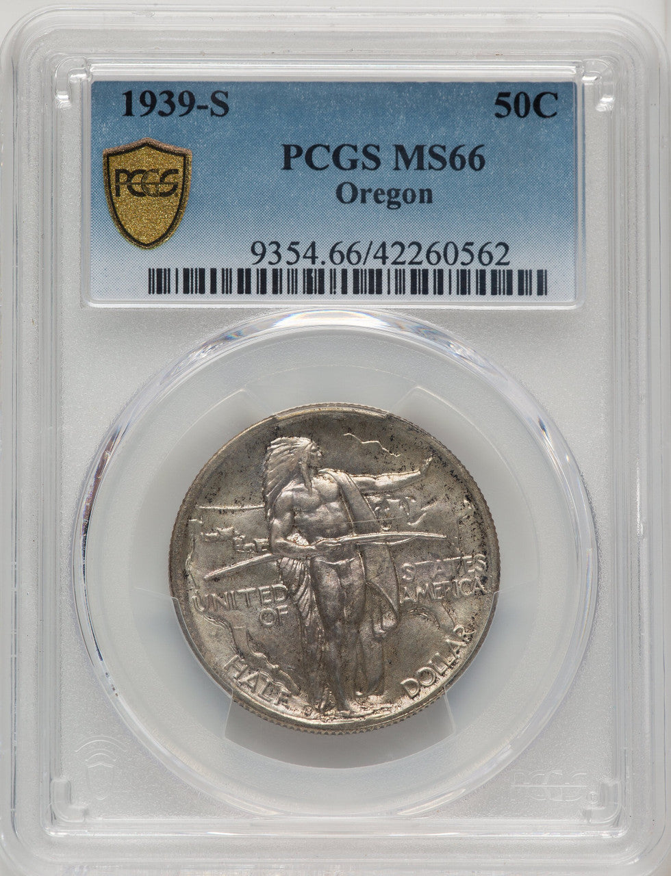 1939-S 50C Oregon Commemorative Silver PCGS MS66 (773878009)