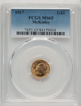 1917 G$1 McKinley Commemorative Gold PCGS MS65