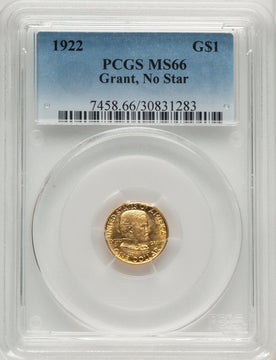 1922 G$1 Grant No Star Commemorative Gold PCGS MS66 (773879046)