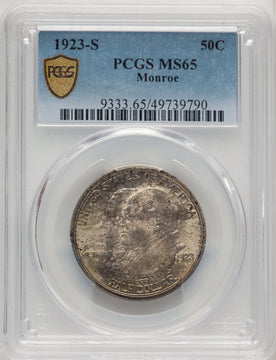 1923-S 50C Monroe Commemorative Silver PCGS MS65 (773878007)