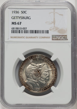 1936 50C Gettysburg Commemorative Silver NGC MS67 (773878005)