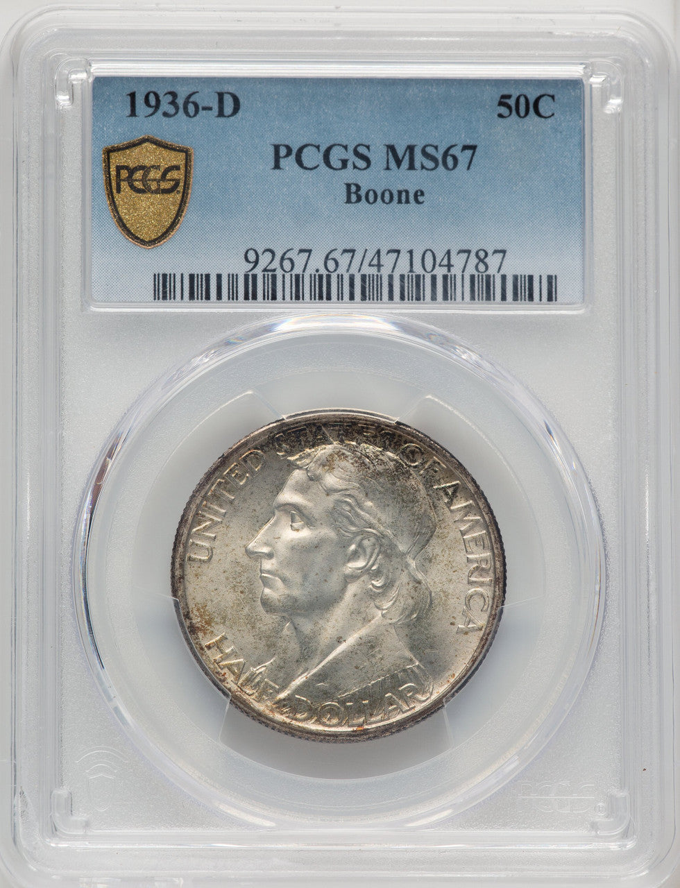 1936-D 50C Boone Commemorative Silver PCGS MS67 (773878004)