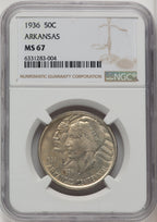 1936 50C Arkansas Commemorative Silver NGC MS67 (773878002)