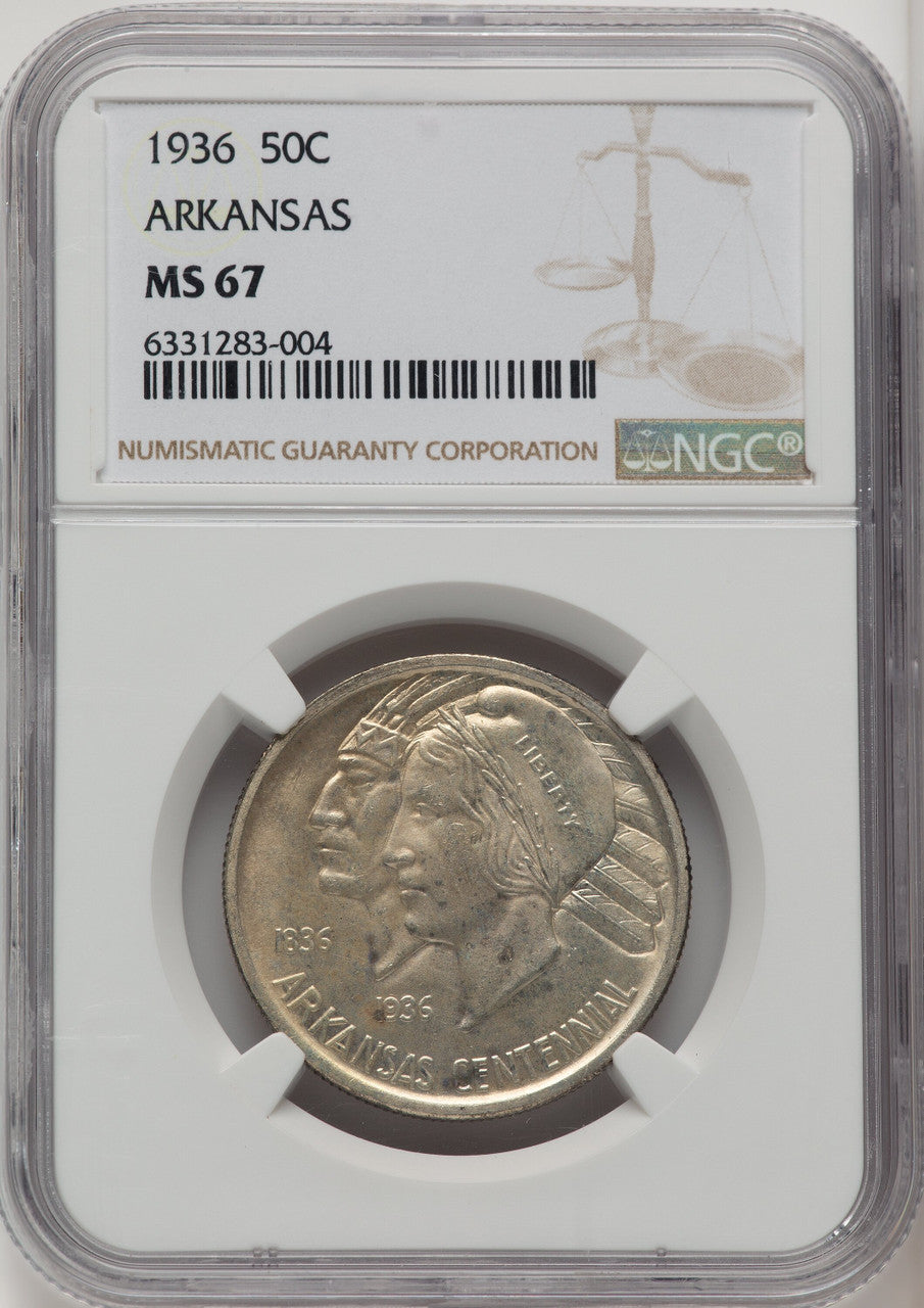 1936 50C Arkansas Commemorative Silver NGC MS67 (773878002)