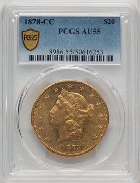 1878-CC $20 Liberty Double Eagle PCGS AU55