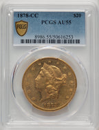 1878-CC $20 Liberty Double Eagle PCGS AU55