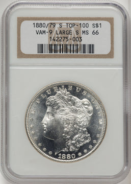1880/79-SVAM-9 Large S Morgan Dollar NGC MS66