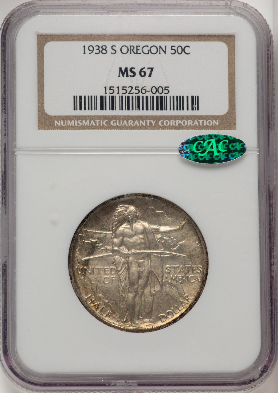 1938-S 50C Oregon CAC Commemorative Silver NGC MS67