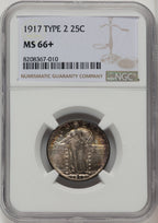 1917 Type Two Standing Liberty Quarter NGC MS66+