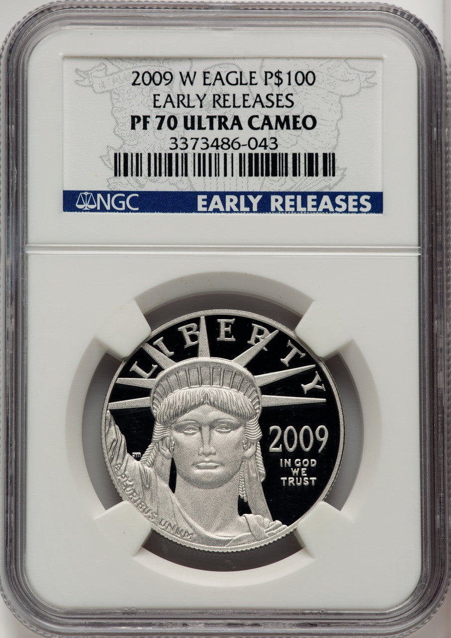 2009-W $100 One-Ounce Platinum Eagle First Strike ER Blue NGC PF70 (520050093)