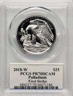 2018-W Palladium Eagle 1 oz FS PCGS PR70 Ed Moy