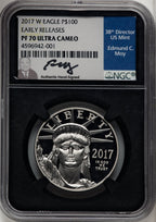 2017-W $100 One-Ounce Platinum Eagle Statue of Liberty 20th Anniversary ER Ed Moy Blk Core NGC PF70