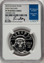 2016-W $100 One-Ounce Platinum Eagle First Strike ER Ed Moy NGC PF70