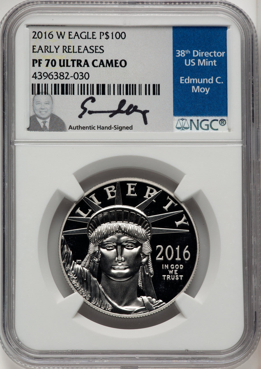 2016-W $100 One-Ounce Platinum Eagle First Strike ER Ed Moy NGC PF70