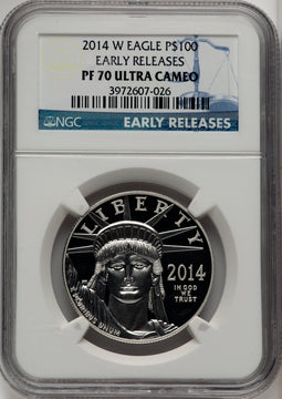 2014-W $100 One-Ounce Platinum Eagle First Strike ER Blue NGC PF70 (520050080)
