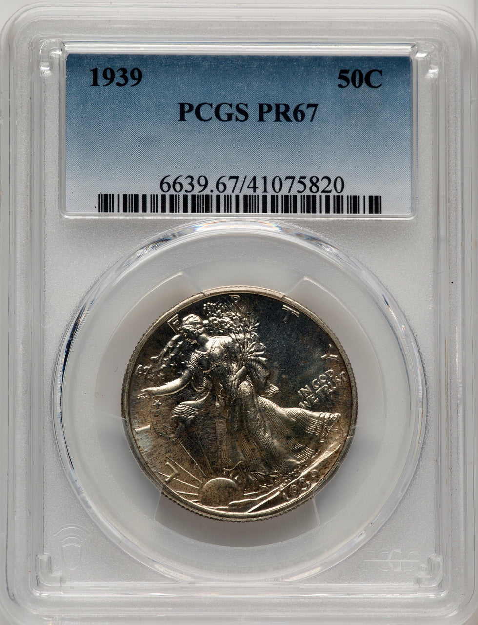 1939 50C Proof Walking Liberty Half Dollar PCGS PR67