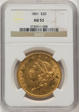 1861 $20 Liberty Double Eagle NGC AU53 (773944007)