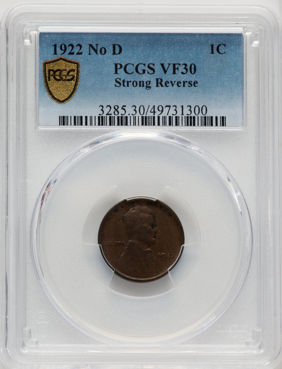 1922 No D Strong Reverse BN Lincoln Cent PCGS VF30 (507050014)