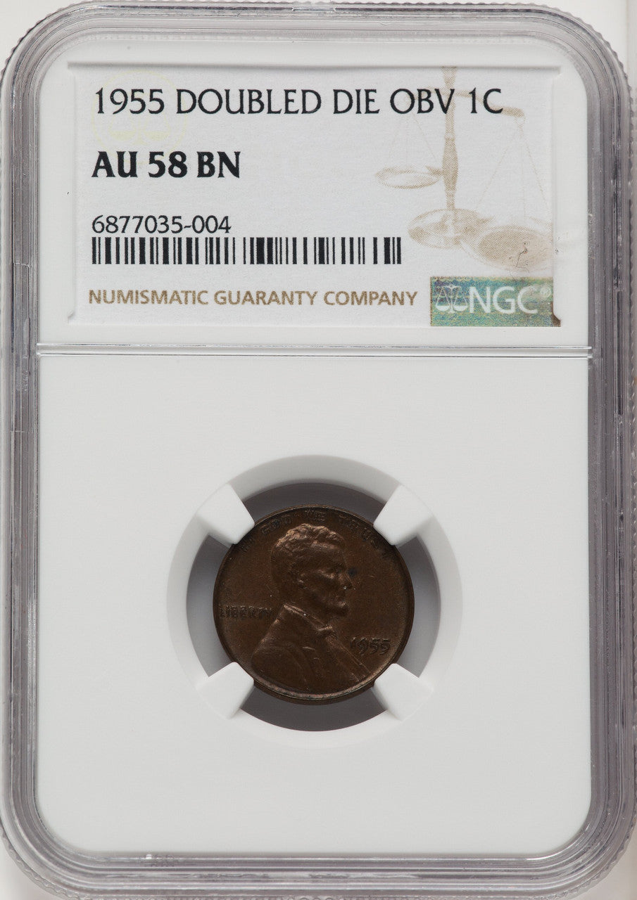 1955 1C Doubled Die Obverse FS-101 BN Lincoln Cent NGC AU58 (507042006)