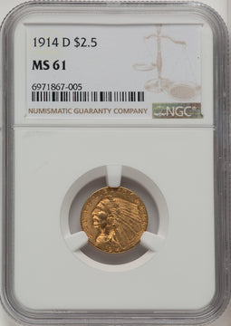 1914-D $2.50 Indian Quarter Eagle NGC MS61 (773984121)
