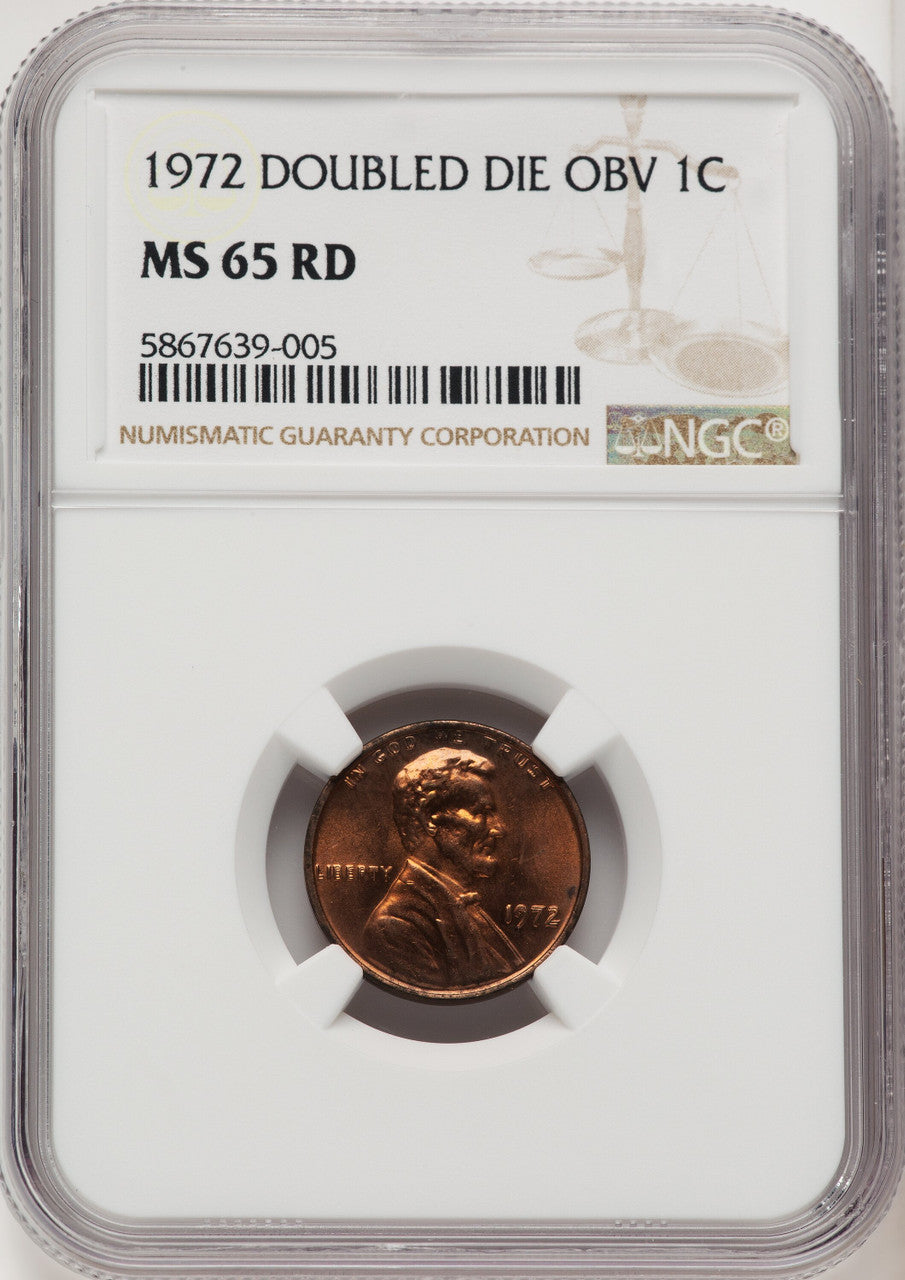1972 1C Doubled Die Obverse RD Lincoln Cent NGC MS65
