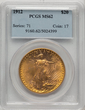 1912 $20 Saint-Gaudens Double Eagle PCGS MS62