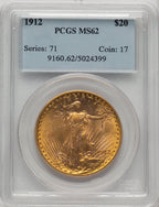1912 $20 Saint-Gaudens Double Eagle PCGS MS62