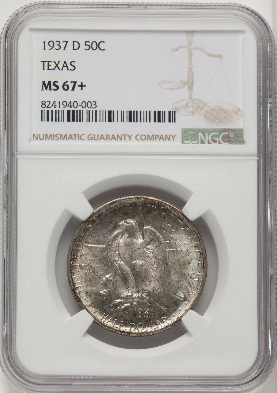 1937-D 50C Texas Commemorative Silver NGC MS67+ (774090016)