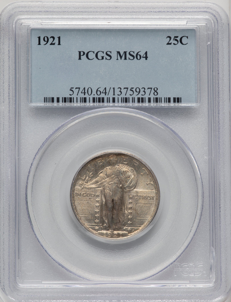 1921 25C Standing Liberty Quarter PCGS MS64