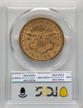 1865-S $20 CAC Liberty Double Eagle PCGS AU50