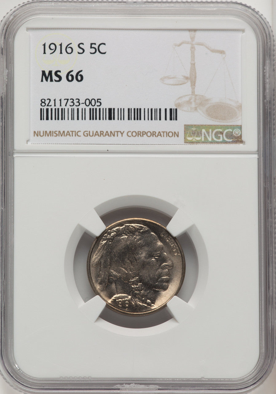 1916-S 5C Buffalo Nickel NGC MS66 (506955002)