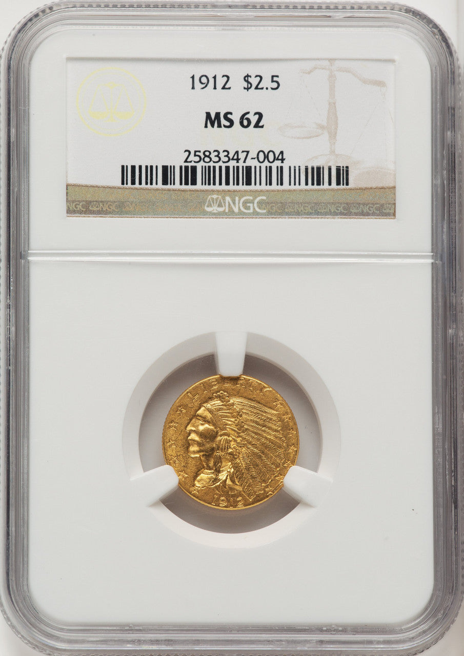1912 $2.50 Indian Quarter Eagle NGC MS62 (774100036)