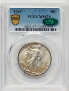 1945 50C CAC Walking Liberty Half Dollar PCGS MS67+