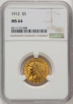 1912 $5 Indian Half Eagle NGC MS64 (774226014)