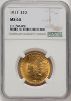 1911 $10 Indian Eagle NGC MS63 (774226024)