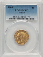 1908 $5 Indian Indian Half Eagle PCGS MS63 (774225046)
